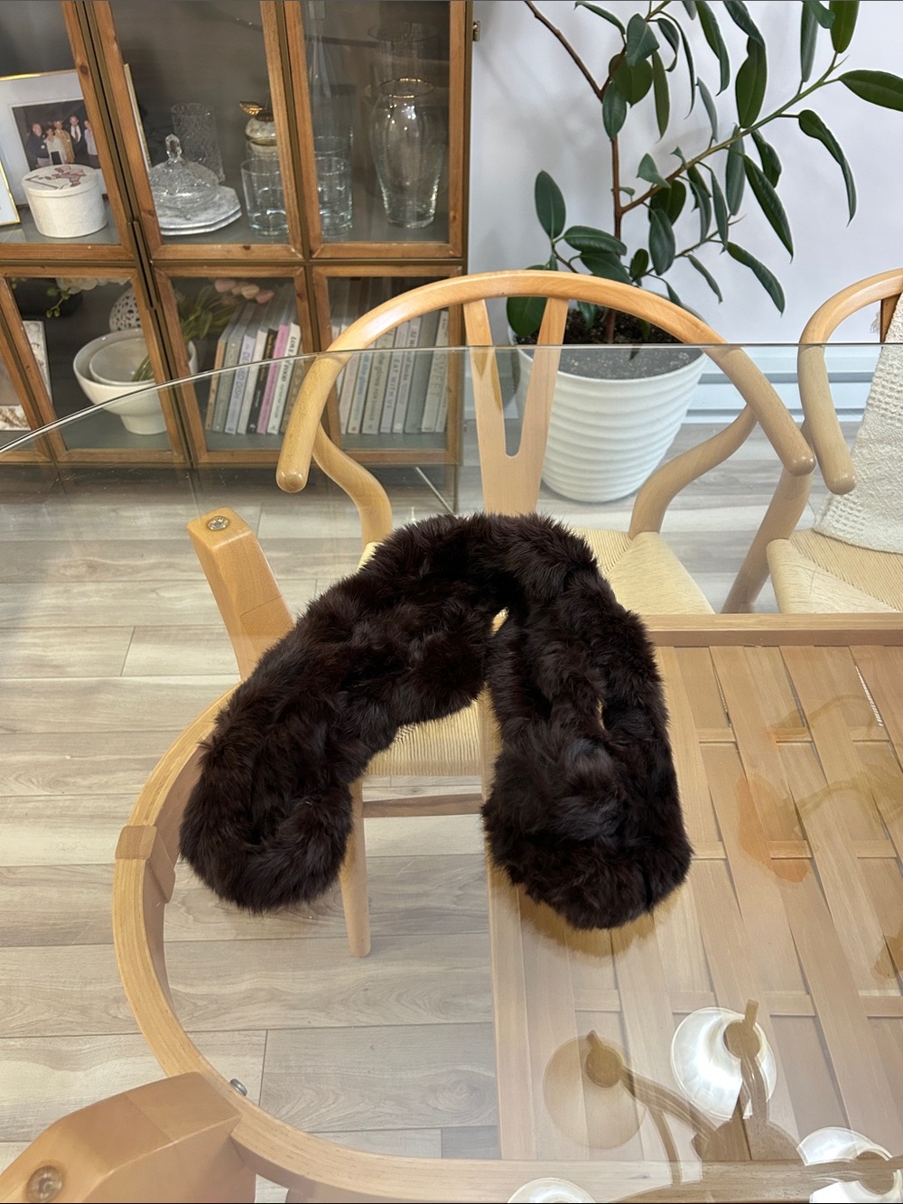 Luxurious Dark Brown 100% Rabbit Fur Boa Scarf - Women Accessories